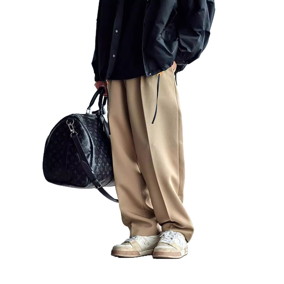 Herren Weite Chino-Hose mit Bundfalten und lockerem Schnitt Echoarchiv