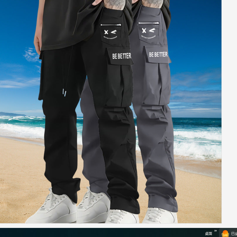 Herren Weite Cargo‑Hose im Baggy‑Cut mit Tunnelzugbund, Zipper‑Tasche & Klappfächern Echo Archiv