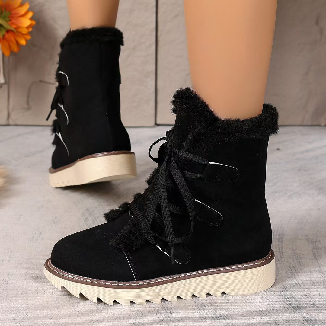 Damen  kurze gefütterte Schnürboots mit Teddyfutter, gesteppter Laufsohle und ergonomischem Komfortfußbett Echo Archiv