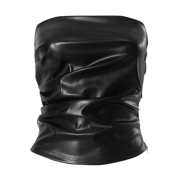 Damen Bandeau-Oberteil aus hochwertigem Kunstleder mit raffinierten Rüschendetails Echo Archiv
