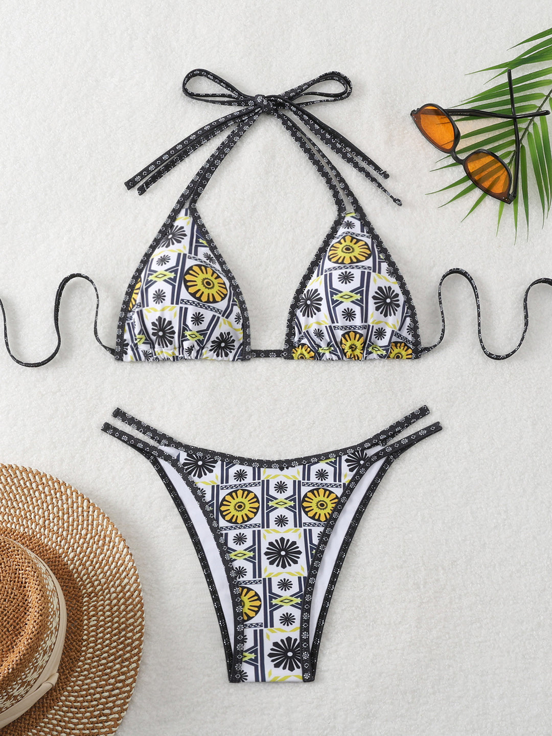 Damen Triangel-Bikini mit modernem geometrischem Muster Echo Archiv