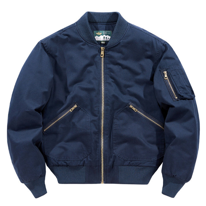 Herren Canvas-Bomberjacke im Vintage-Workwear-Design mit Ärmeltasche – Brevano