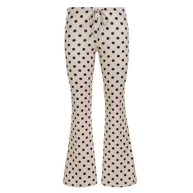 Damen nan ausgestellte Highwaist-Jerseyhose mit Punktmuster und Kordelzugbund Echo Archiv
