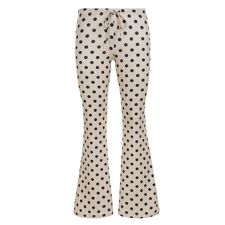 Damen nan ausgestellte Highwaist-Jerseyhose mit Punktmuster und Kordelzugbund Echo Archiv