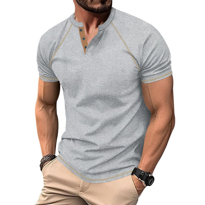 Herren modisches Kurzarm-Hemd mit eleganter Knopfleiste und feiner Struktur Echoarchiv