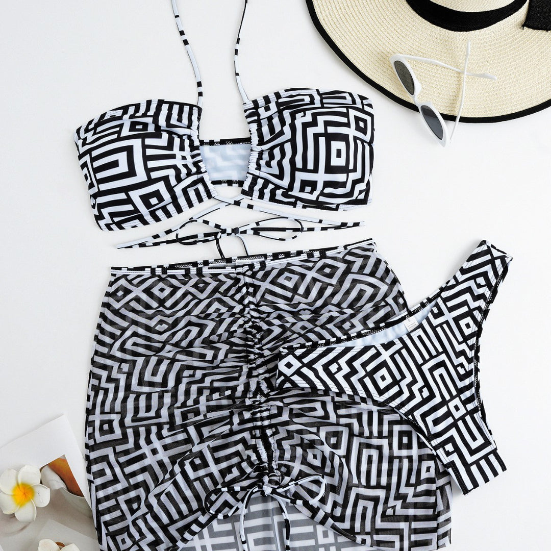 Damen Bikini-Set mit Bandeau-Top und verstellbarem Wickelrock Echo Archiv