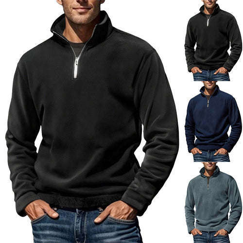Herren nan Fleece-Halbzippullover mit Stehkragen und Rippbündchen Echo Archiv