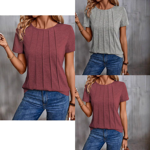 Damen lässiges T-Shirt mit strukturiertem Design und seitlichen Falten Echo Archiv