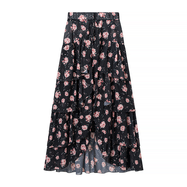 Damen Zweiteiliges Chiffon-Set mit Chokerbluse und stufigem Maxirock Echo Archiv