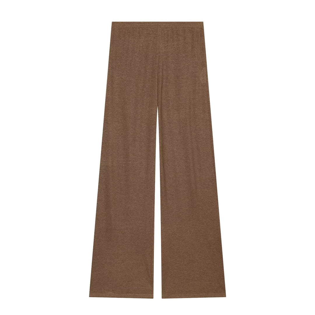 Damen Weite Strickhose mit hoher Taille und ausgestelltem Bein Echo Archiv