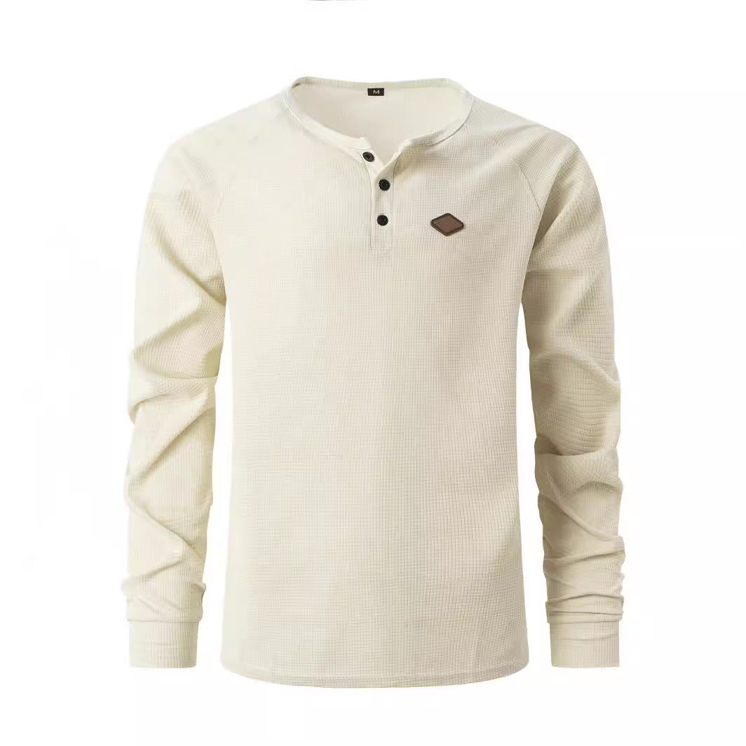 Herren Langarmshirt mit Knopfleiste und strukturiertem Design Echoarchiv