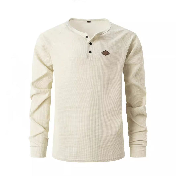 Herren Langarmshirt mit Knopfleiste und strukturiertem Design Echoarchiv