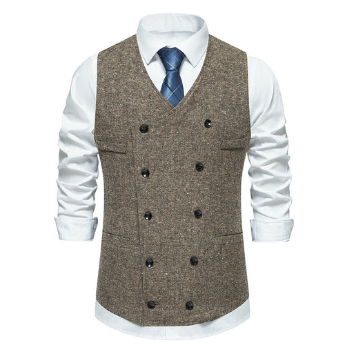 Herren elegante Anzugweste mit doppelt knöpfbarem Design und praktischen Taschen Echoarchiv