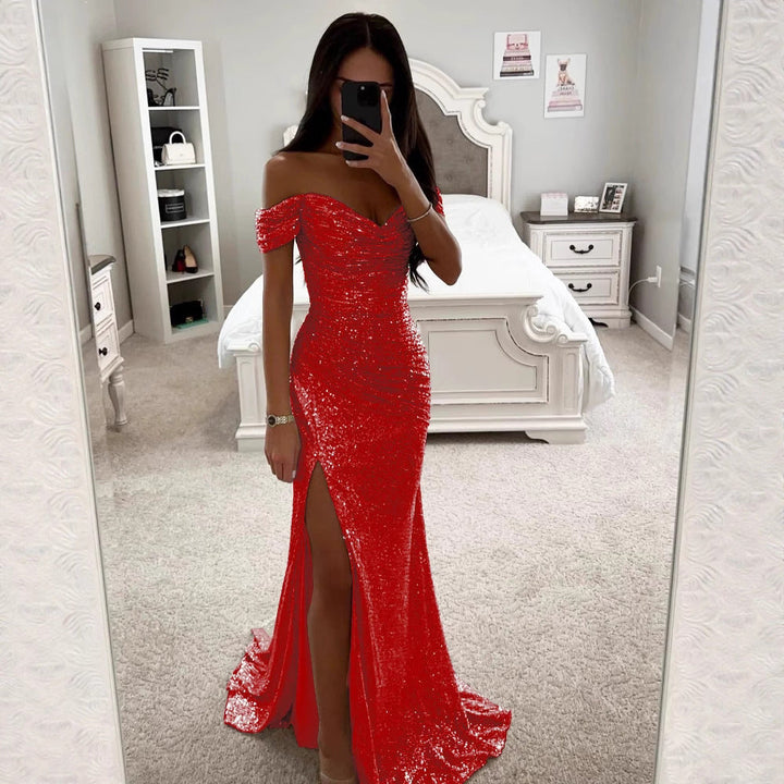 Damen Abendkleid mit schimmernden Pailletten – Élara