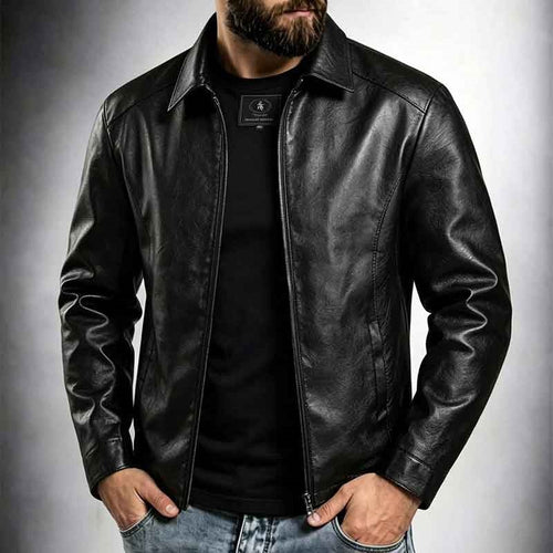 Herren Moderne Lederjacke Echo Archiv