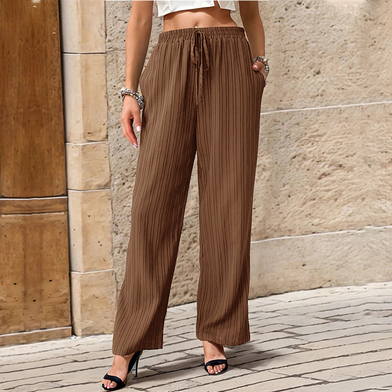 Damen Plissierte Leichte Weite-Hose mit Gummibund und Seitentaschen Echoarchiv