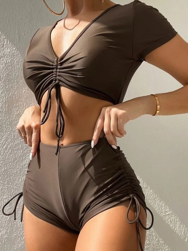 Damen Crop-Top Badeanzug-Set mit verstellbarem Design Echo Archiv