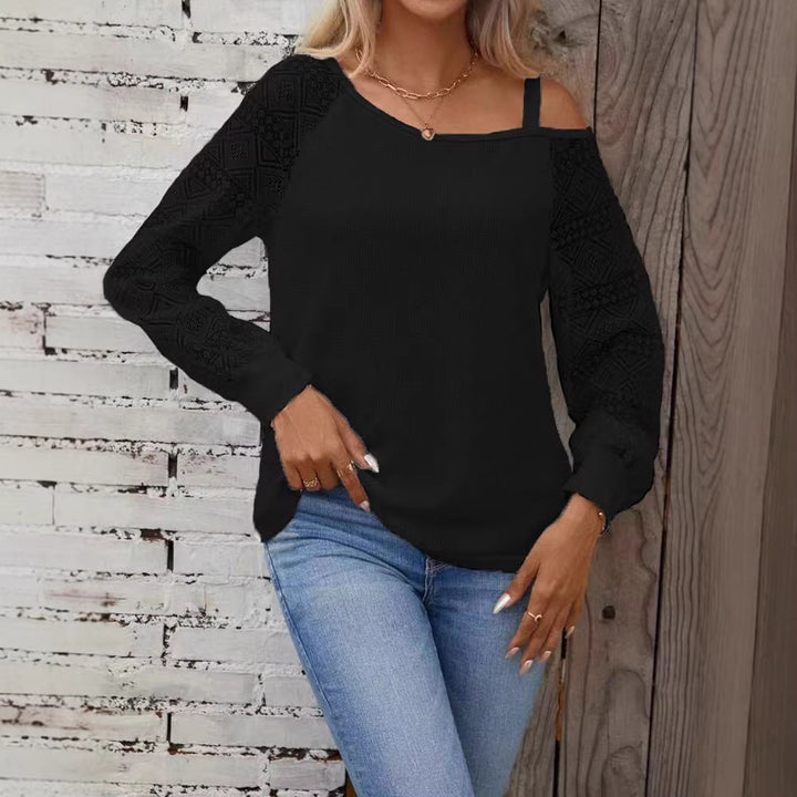 Damen Elegantes Strickoberteil mit asymmetrischem Ausschnitt und verzierten Ärmeln Echo Archiv