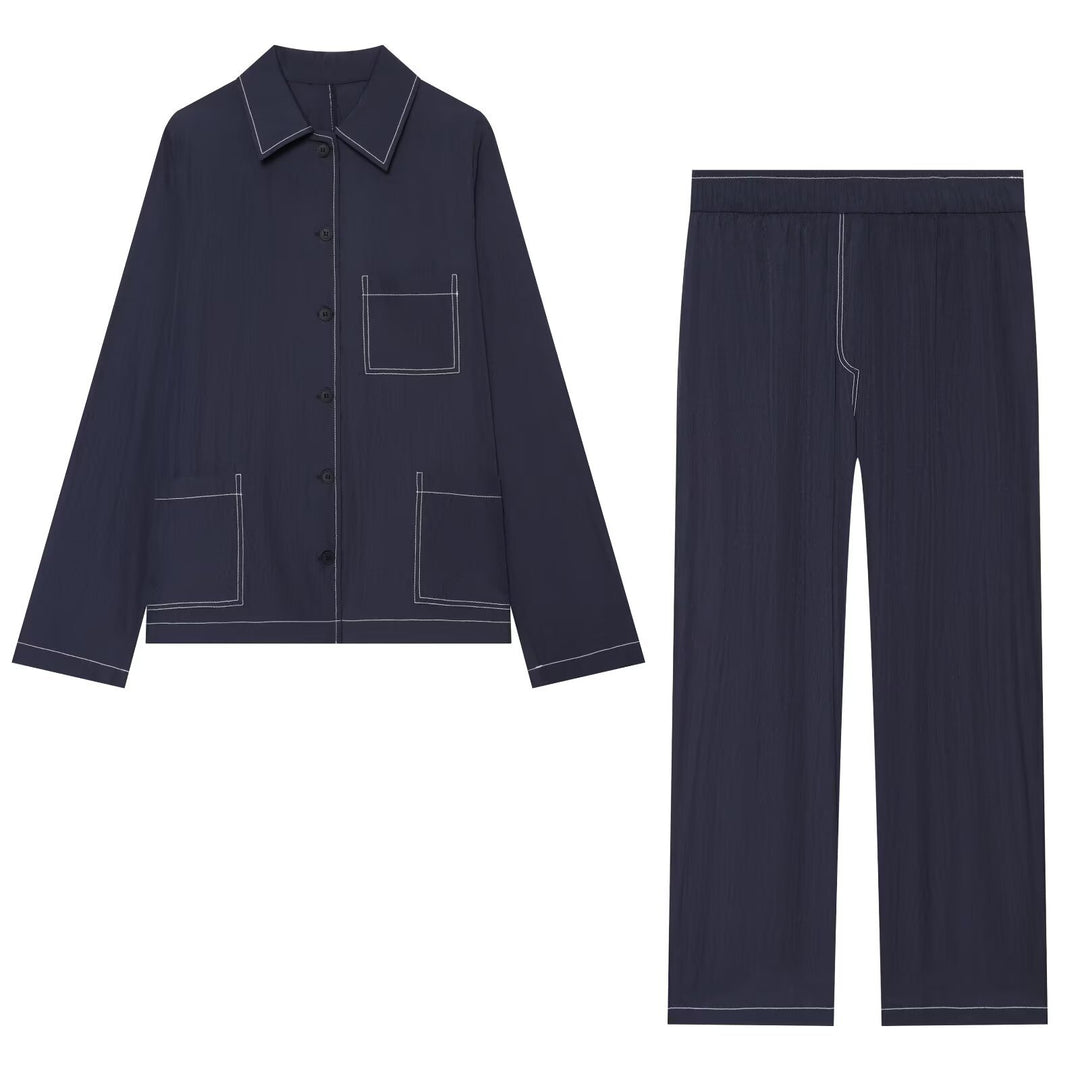 Damen Weite Culotte-Hose mit elastischem Bund und kontrastierender Ziernaht Echo Archiv