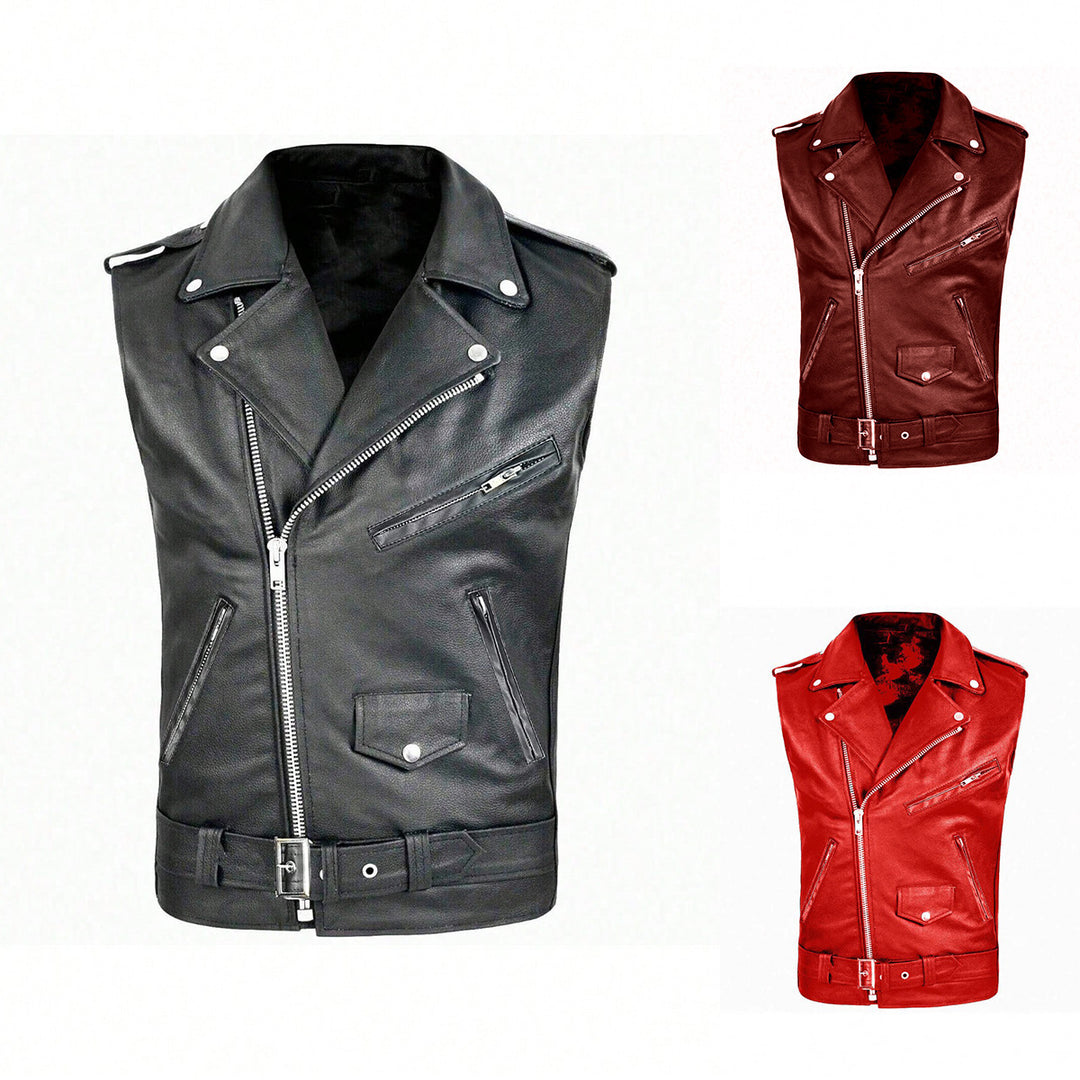 Herren stylische ärmellose Bikerjacke aus hochwertigem Leder Echoarchiv