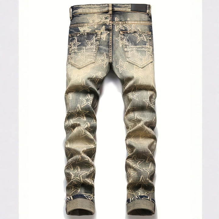 Herren Ripped Denim-Jeans mit Sternenprint Echoarchiv