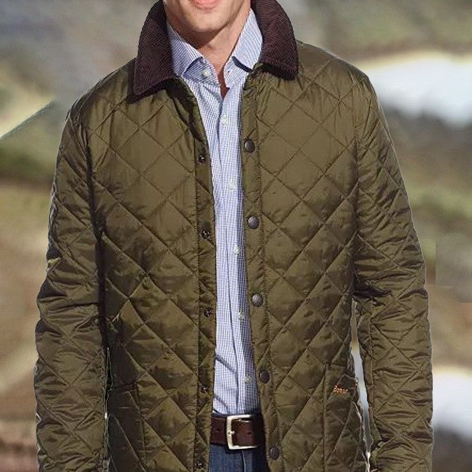 Herren gefütterte Steppjacke mit hohem Kragen und praktischen Taschen Echoarchiv
