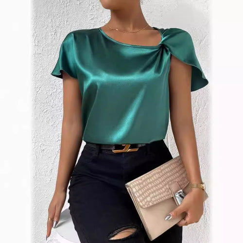 Echoarchiv | Satin Twist Einfarbiger Lockerer Vielseitiger Top