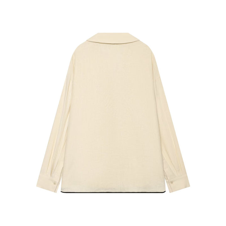 Damen Oversize Tunika-Pullover mit Polo-Kragen und seitlichen Zierbändern Echo Archiv