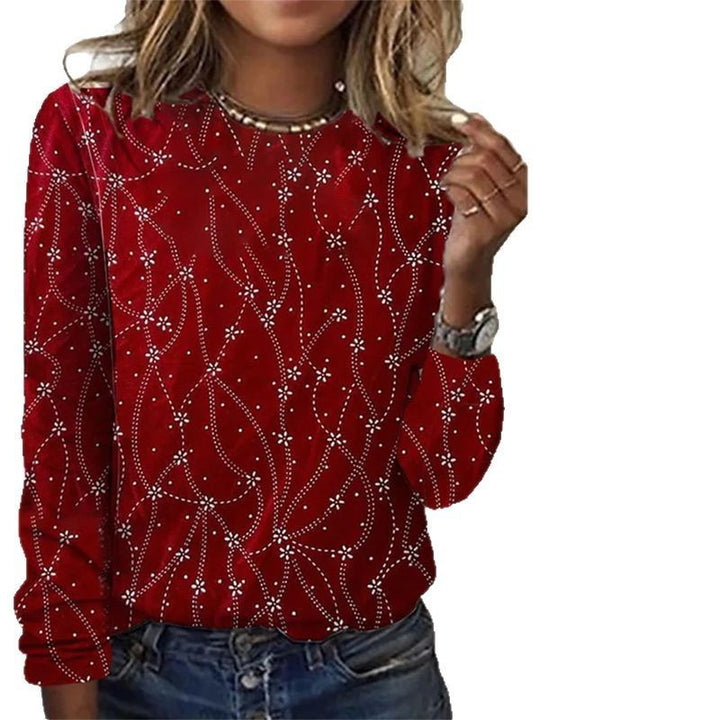 Damen nan lockeres Rundhals-Sweatshirt mit Strassverzierung und floralem Punktmuster Echo Archiv