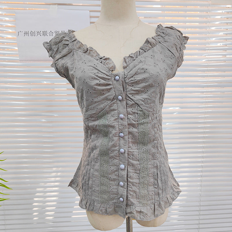Damen Rüschenshirt mit floralen Details Echo Archiv