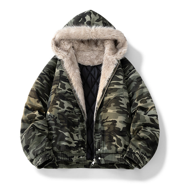 Herren Modische Camouflage-Winterjacke mit abnehmbarer Kapuze Echoarchiv