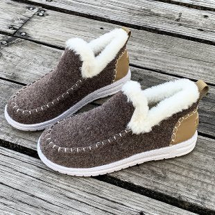 Damen Gefütterte Moccasin‑Sneaker in Wolloptik mit Teddyfutter und Ziernaht Echo Archiv