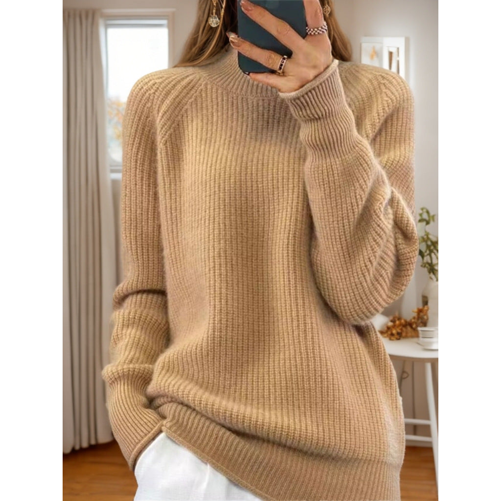 Damen nan kuscheliger Strickpullover mit Stehkragen und Rippstruktur Echo Archiv