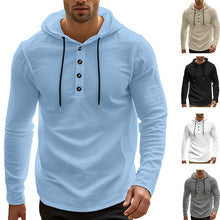 Herren lässiges Langarm-Hoodie-Shirt mit Knopfdetails und praktischen Taschen Echoarchiv