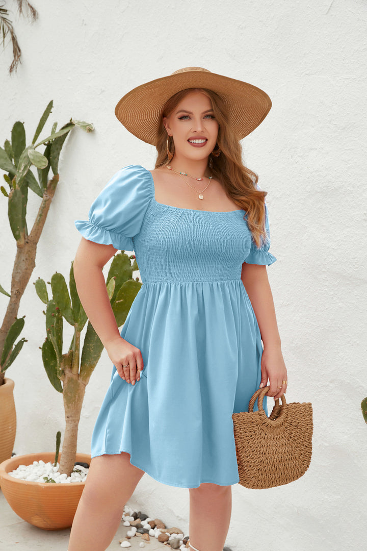 Damen Leichtes Sommerkleid mit schulterfreier Passform und voluminösen Puffärmeln Echo Archiv