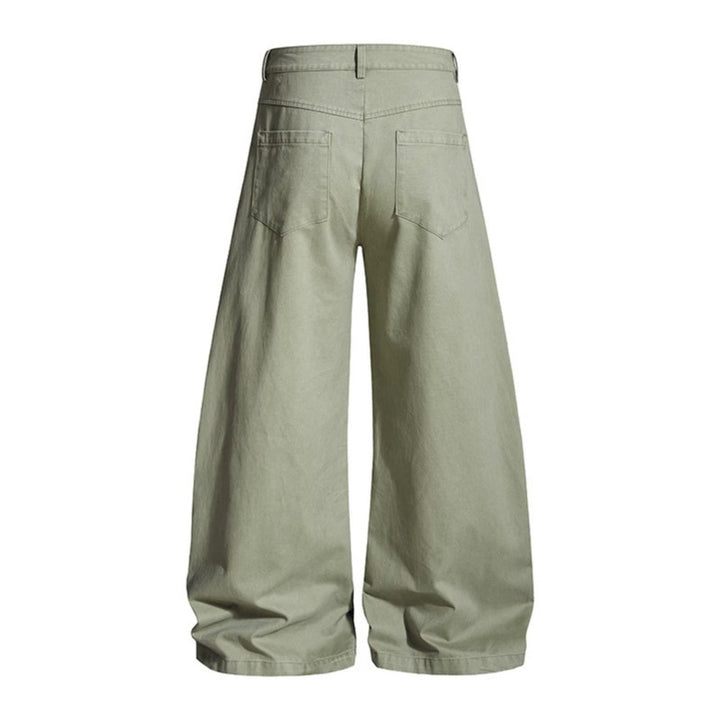 Damen Weite Culotte-Cargohose mit hohem Bund und Metallnieten, tiefer Schritt und aufgesetzten Taschen Echoarchiv