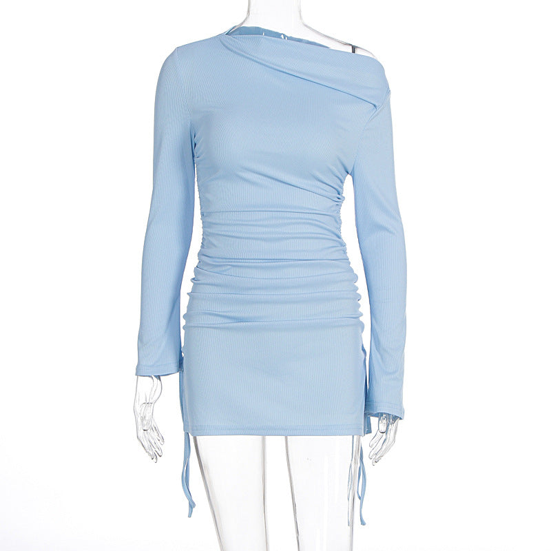 Damen Elegantes figurbetontes Kleid mit asymmetrischem Ausschnitt und Raffungen Echo Archiv