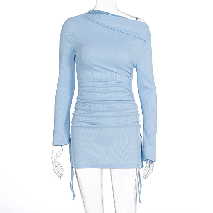 Damen Elegantes figurbetontes Kleid mit asymmetrischem Ausschnitt und Raffungen Echo Archiv