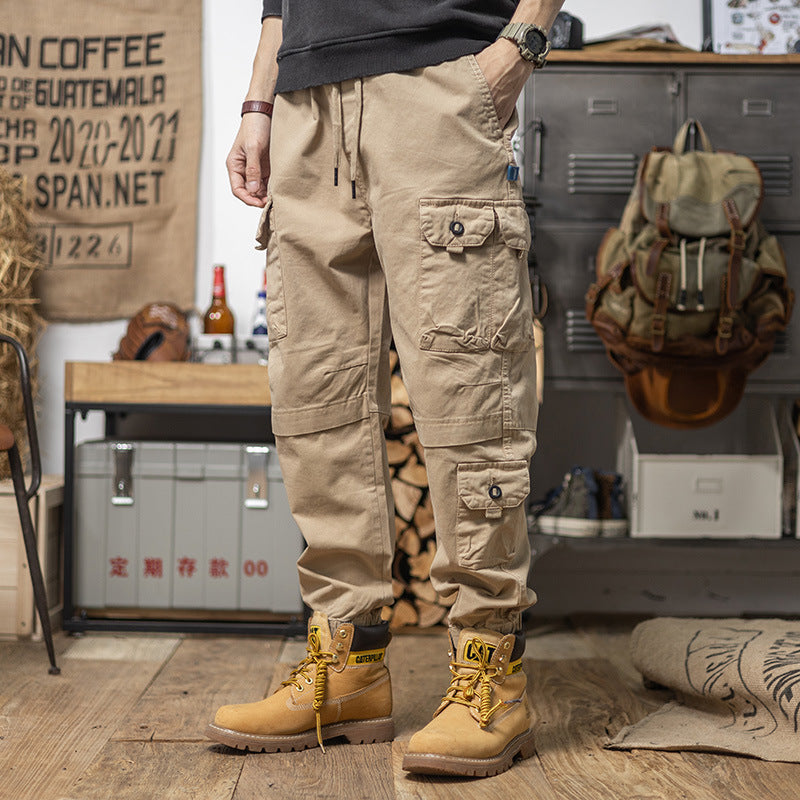 Herren Utility-Cargohose mit Kordelzug, elastischem Saum und Mehrfach-Taschen Echoarchiv