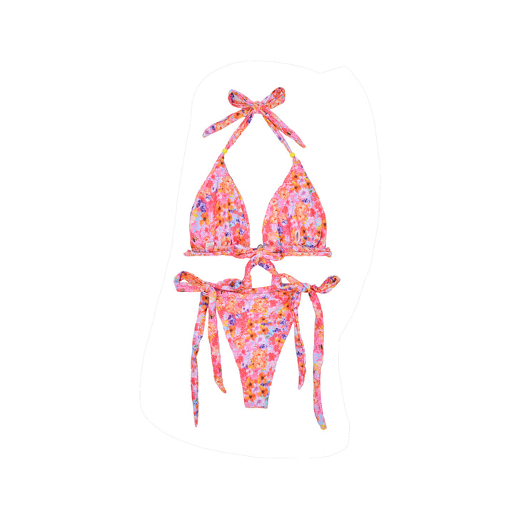 Damen Triangel-Bikini mit buntem Blumenmuster und verstellbaren Trägern Echo Archiv