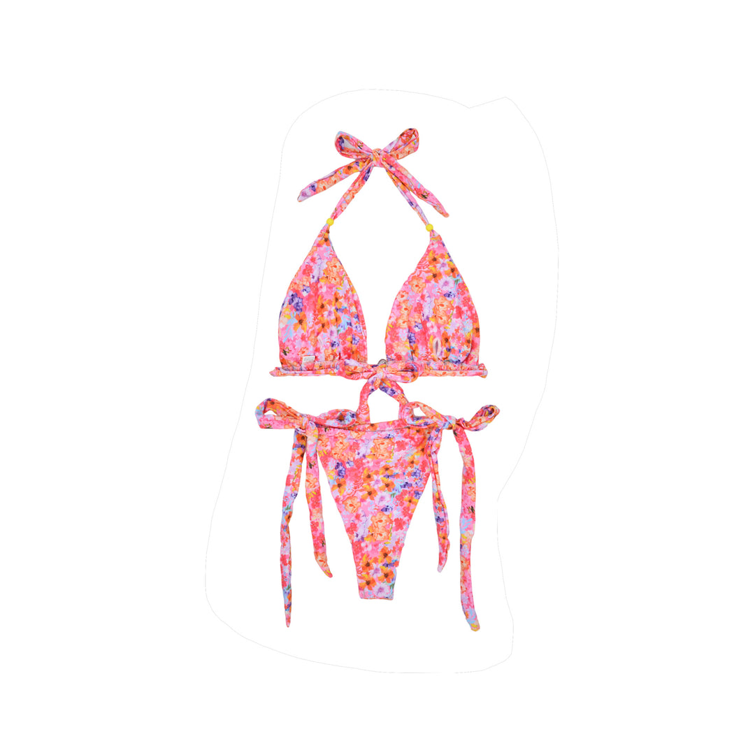 Damen Triangel-Bikini mit einfach verstellbaren Bändern und floralem Muster Echo Archiv