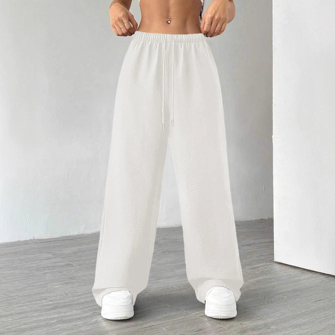 Damen Weite Lounge-Hose mit hohem Elastikbund und Kordelzug Echoarchiv
