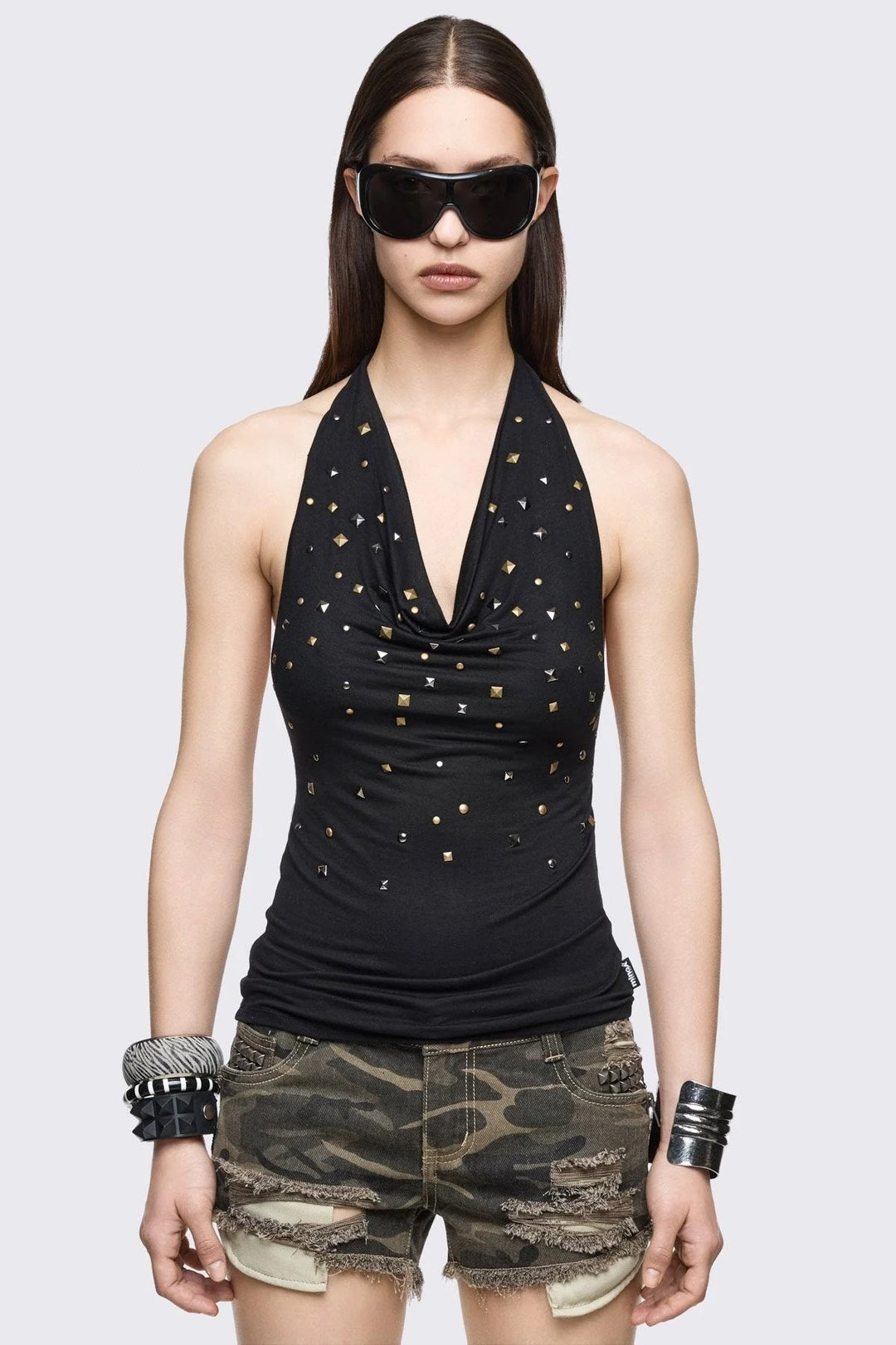Damen Glamouröses Haltertop mit funkelnden Pailletten Echo Archiv