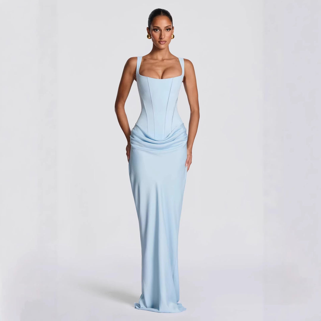 Damen Fließendes Maxi-Kleid mit asymmetrischem Schnitt und raffiniertem Drapé Echo Archiv
