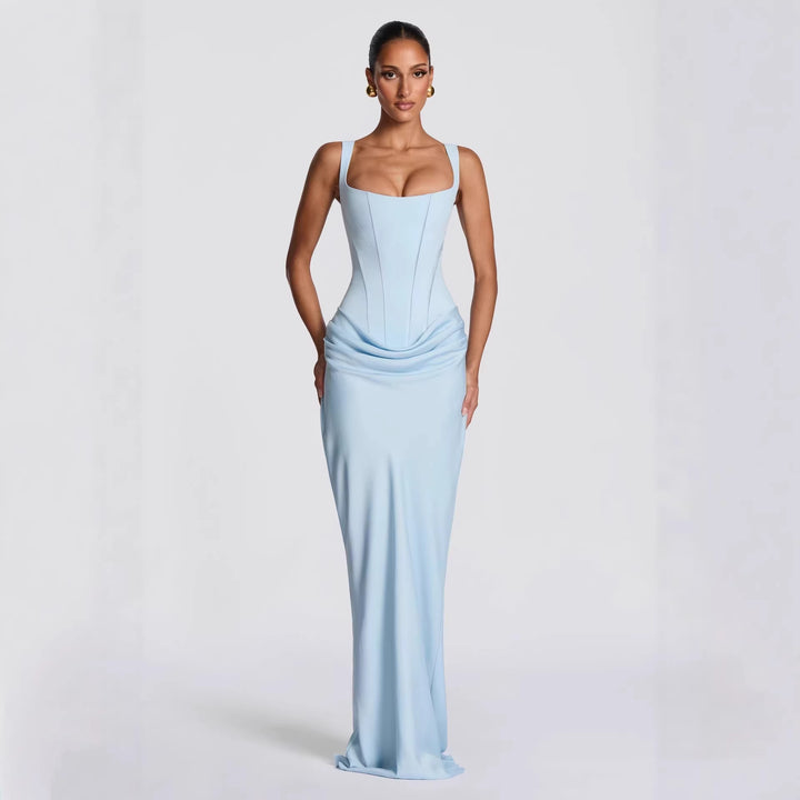 Damen Fließendes Maxi-Kleid mit asymmetrischem Schnitt und raffiniertem Drapé Echo Archiv