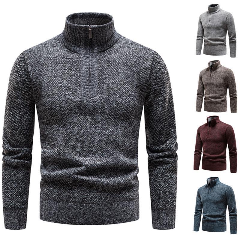 Herren Pullover mit halbem Reißverschluss und strukturiertem Design Echoarchiv