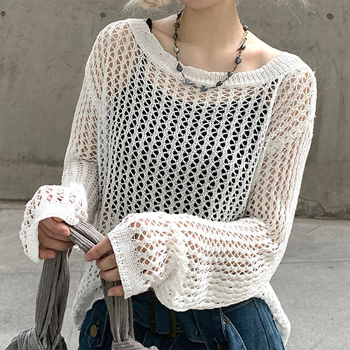 Damen luftiger Strickpullover mit feinem Netzmuster Echo Archiv