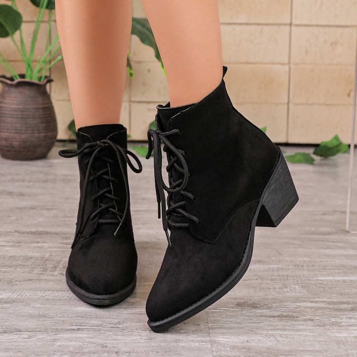 Damen Modische Wildleder Stiefeletten mit Blockabsatz Echo Archiv
