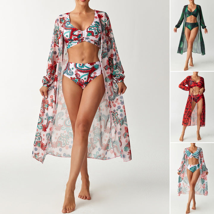 Damen Transparentes Strandkleid mit floralem Muster Echo Archiv