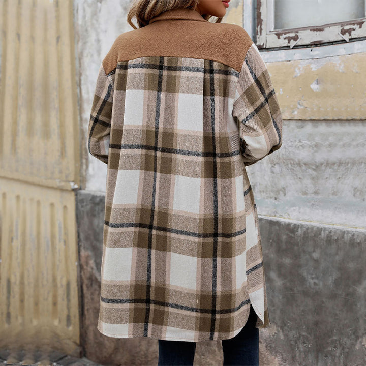 Damen Long-Hemdjacke im Overshirt‑Stil mit Brustklappen – Célinea